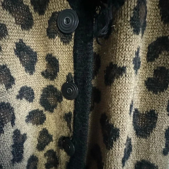 Vintage Cervelle wool Leopard print Knit Cardigan Sz S Mid Length - Picture 3 of 4